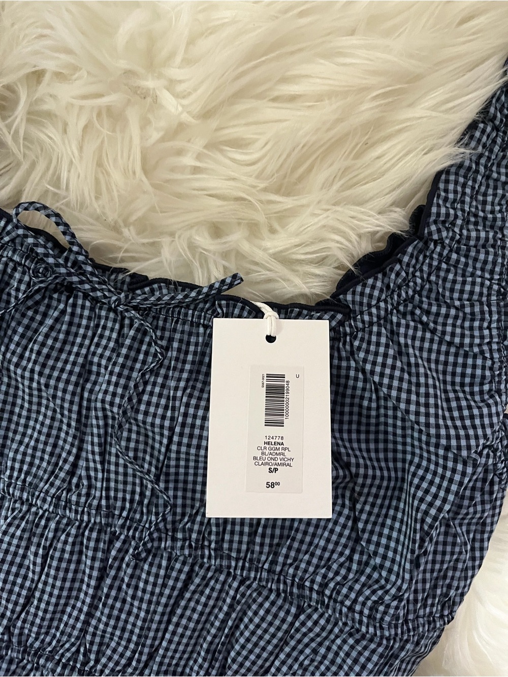Sunday Best Navy Gingham Smocked Crop Tops - set of 2 - Picture 2 of 4